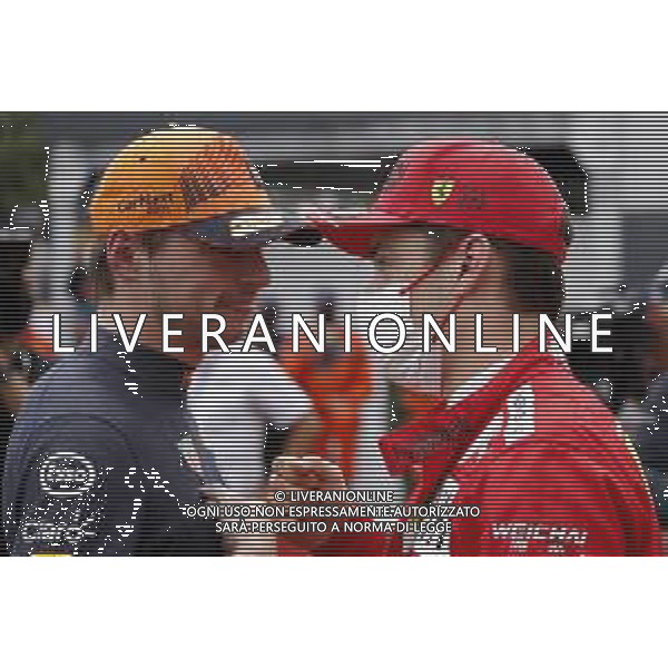 Charles Leclerc (MON) Ferrari (Right) celebrates his pole position in qualifying parc ferme with second placed Max Verstappen (NLD) Red Bull Racing. 22.05.2021. Formula 1 World Championship, Rd 5, Monaco Grand Prix, Monte Carlo, Monaco, Qualifying Day. - www.xpbimages.com, EMail: requests@xpbimages.com © Copyright: FIA Pool Image for Editorial Use Only/AGENZIA ALDO LIVERANI SAS - ITALY ONLY EDITORIAL USE ONLY