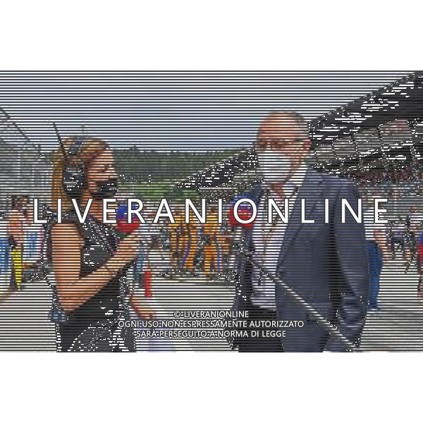 (L to R): Natalie Pinkham (GBR) Sky Sports Presenter with Stefano Domenicali (ITA) Formula One President and CEO on the grid. 04.07.2021. Formula 1 World Championship, Rd 9, Austrian Grand Prix, Spielberg, Austria, Race Day. - www.xpbimages.com, EMail: requests@xpbimages.com © Copyright: FIA Pool Image for Editorial Use Only/AG. ALDO LIVERANI SAS - ITALY ONLY - EDITORIAL USE ONLY