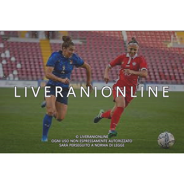 GriffoniE/LMedia - Women&#39;s World Cup 2023 Qualifiers - Italy vs Moldova - FIFA World Cup 17 September 2021 - Nereo Rocco stadium, Trieste, Italy Photo showing: Valentina Bergamaschi (Italy) in action against Violeta Mitul (Moldova) @GriffoniE/LMedia/AGENZIA ALDO LIVERANI SAS