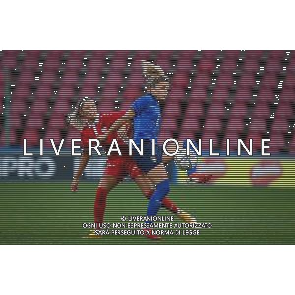 GriffoniE/LMedia - Women&#39;s World Cup 2023 Qualifiers - Italy vs Moldova - FIFA World Cup 17 September 2021 - Nereo Rocco stadium, Trieste, Italy Photo showing: Martina Rosucci (Italy) in action against Daniela Mardari (Moldova) @GriffoniE/LMedia/AGENZIA ALDO LIVERANI SAS