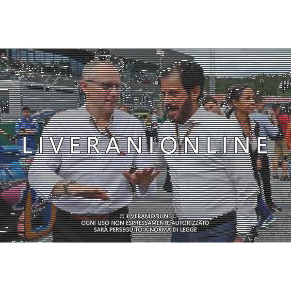 (L to R): Stefano Domenicali (ITA) Formula One President and CEO with Mohammed Bin Sulayem (UAE) FIA President on the grid. 09.07.2022. Formula 1 World Championship, Rd 11, Austrian Grand Prix, Spielberg, Austria, Sprint Day. - www.xpbimages.com, EMail: requests@xpbimages.com © Copyright: Batchelor / XPB Images/AGENZIA ALDO LIVERANI SAS - ITALY ONLY EDITORIAL USE ONLY