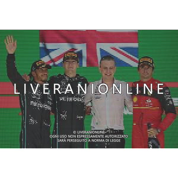 1st place George Russell (GBR) Mercedes AMG F1 W13 with 2nd place Lewis Hamilton (GBR) Mercedes AMG F1 W13 and 3rd place Carlos Sainz Jr (ESP) Ferrari. 13.11.2022. Formula 1 World Championship, Rd 21, Brazilian Grand Prix, Sao Paulo, Brazil, Race Day. - www.xpbimages.com, EMail: requests@xpbimages.com √Ç¬© Copyright: Batchelor / XPB Images / AGENZIA ALDO LIVERANI SAS - ITALY ONLY EDITORIAL USE ONLY