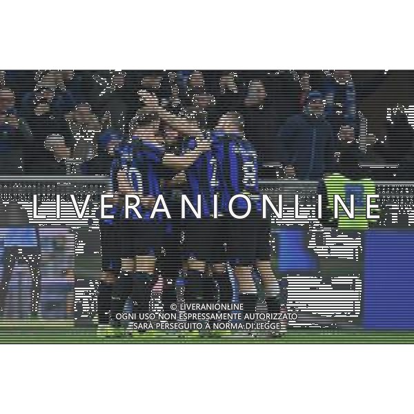 Serie A 2023-2024 Stadio Giuseppe Meazza, Milano Inter vs Atalanta Nella foto: Festa gol Davide Frattesi ©Andrea Rosito/AGENZIA ALDO LIVERANI SAS